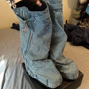 Denim FASHION NOVA boots.